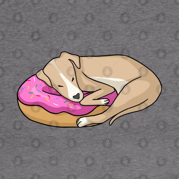 Whippet dog sleeping on donut by ballooonfish